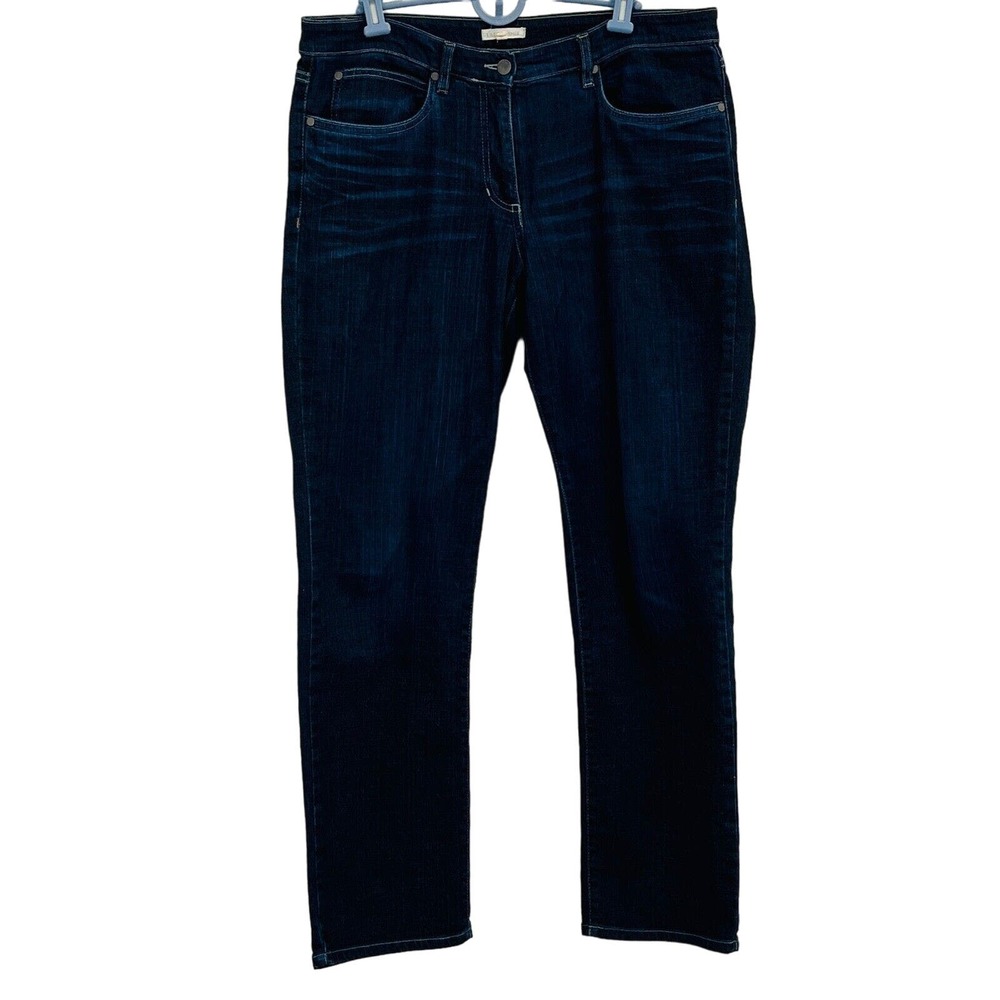 Womens 12 Eileen Fisher Jeans Regular Dark Wash Straight Leg Stretch 31" Inseam